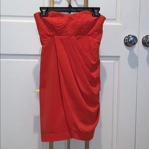 red strapless dress